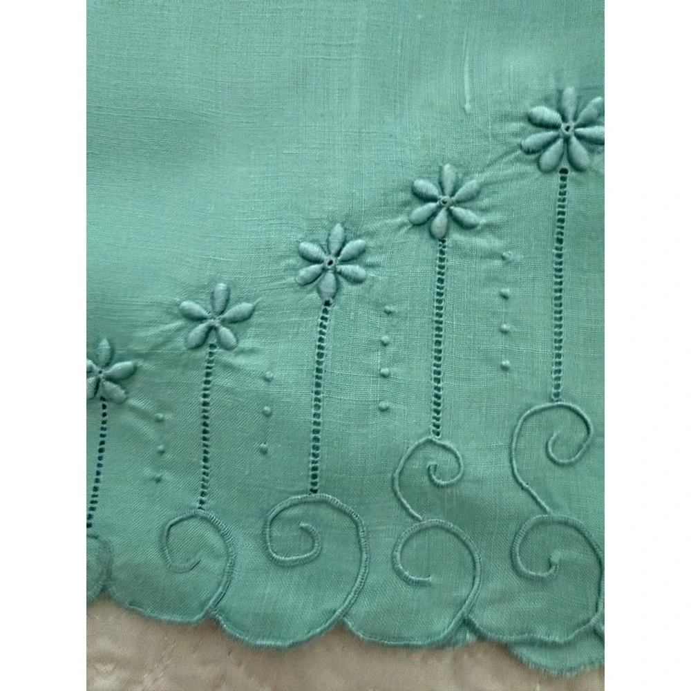 Vintage Linen Napkin 4pc Lot Pastel Embroidered Floral &‎ Bonus pink tea towel